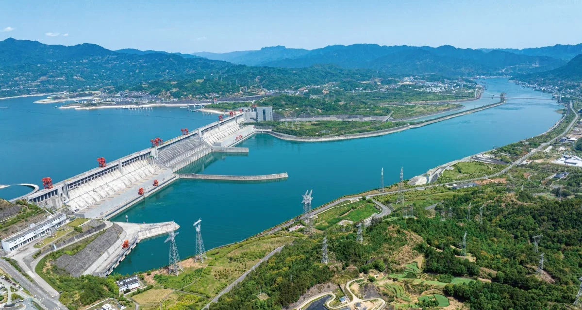 三峽大壩與長江河道空中景觀